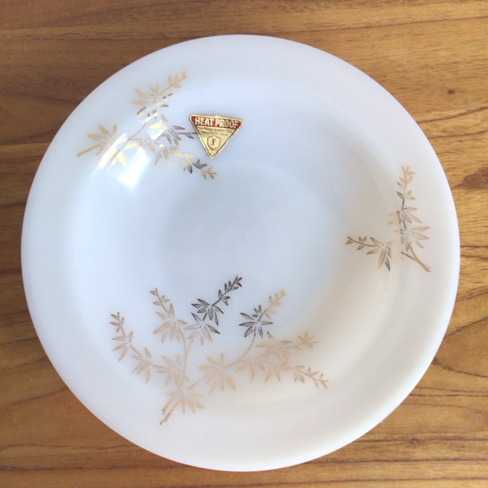 Vintage Federal Glass Golden Bamboo Rim Soup Bowls - Set of 2 - Picture 3 of 9